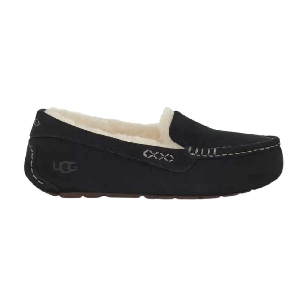UGG Women's Ansley Sheepskin Suede Slippers Black Size 8 Brand New🖤